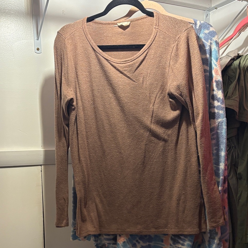 Brown Long Sleeve Women's Top